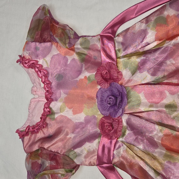 NANNETTE NEW Fancy Dress With Flowers & Ribbon Pink Purple Multicolored Sz 4 NWT - Picture 3 of 12